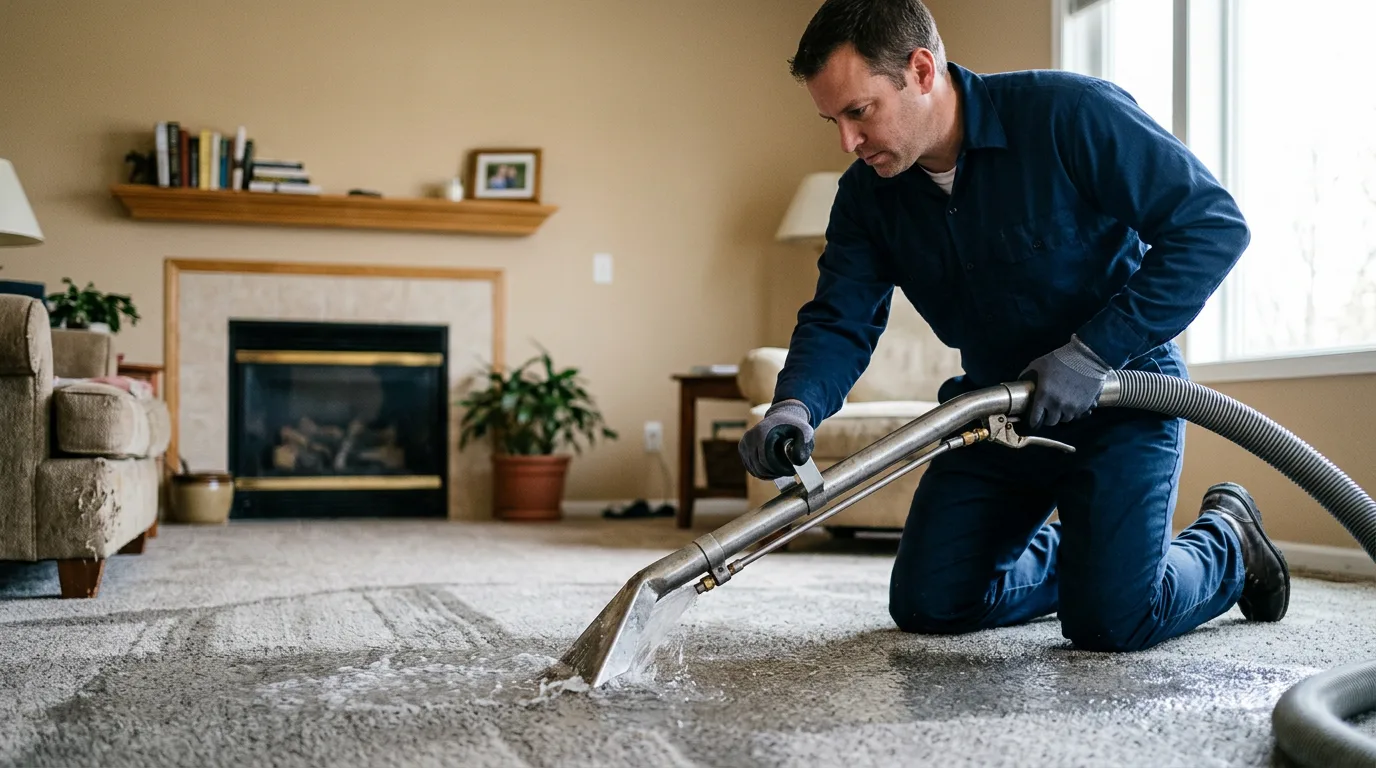 Water damage restoration technician working near Slayton, MN